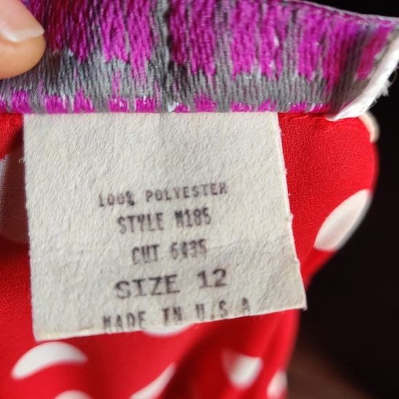 Megan Moore Vintage Polka Dots Pleated Red Dress - Picture 9 of 10